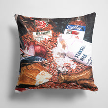 Load image into Gallery viewer, 14 in x 14 in Outdoor Throw PillowRed Beans and Rice Fabric Decorative Pillow