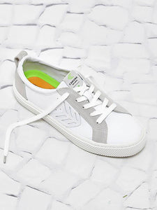 CATIBA Low Off White Leather Ice Suede Accents Sneaker Men