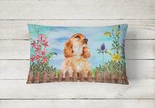 Load image into Gallery viewer, 12 in x 16 in  Outdoor Throw Pillow Cocker Spaniel Spring Canvas Fabric Decorative Pillow