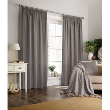 Load image into Gallery viewer, Furn Harrison Pencil Pleat Faux Wool Curtains (Pair) (Gray) (46x72in)