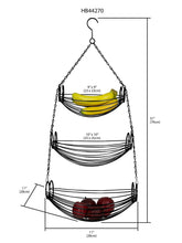 Load image into Gallery viewer, 3 Tier Wire Hanging Oval Fruit Basket, Black