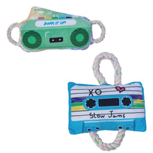Load image into Gallery viewer, Old School Plush Dog Toy Combo (Cassette Tape &amp; Boom Box)