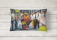 Load image into Gallery viewer, 12 in x 16 in  Outdoor Throw Pillow Dancing in the Streets Mardi Gras Canvas Fabric Decorative Pillow
