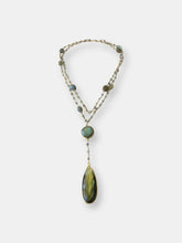 Load image into Gallery viewer, Double Diana Denmark Necklace in Labradorite with Labradorite Drop