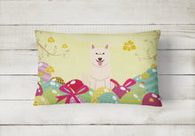 Load image into Gallery viewer, 12 in x 16 in  Outdoor Throw Pillow Easter Eggs White German Shepherd Canvas Fabric Decorative Pillow
