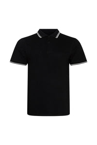 Mens Stretch Tipped Polo Shirt - Black/White