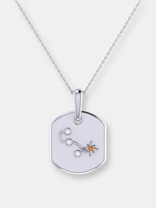 Scorpio Citrine & Diamond Constellation Tag Pendant Necklace In Sterling Silver