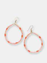 Load image into Gallery viewer, Pink and Orange Glass Bead Hoop Dangle Earrings
