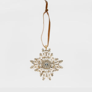Baguette Snowflake Hanging Ornament, Crystal