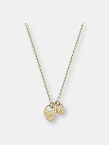 Mia Heart Padlock Charm Necklace in Worn Gold