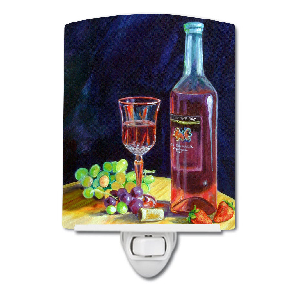 Red Wine Bottle and Glass  Ceramic Night Light
