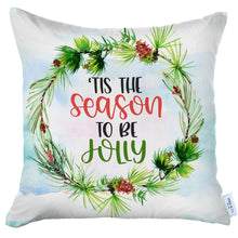 Load image into Gallery viewer, Decorative Christmas Themed Single Throw Pillow Cover 18&quot; x 18&quot; White &amp; Green Square For Couch, Bedding