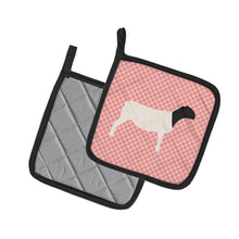 Load image into Gallery viewer, Dorper Sheep Pink Check Pair of Pot Holders