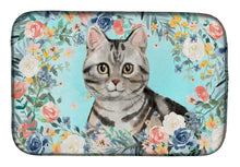 Load image into Gallery viewer, 14 in x 21 in American Shorthair Spring Flowers Dish Drying Mat