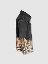 Load image into Gallery viewer, Longer Washed Black Denim Jacket with Rose Gold Foil