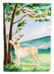 11" x 15 1/2" Polyester Under The Tree Yellow Labrador Garden Flag 2-Sided 2-Ply