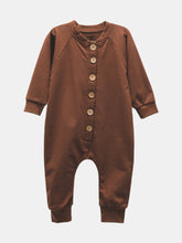 Load image into Gallery viewer, Brown Logo Button Jumpsuit