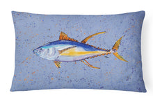 Load image into Gallery viewer, 12 in x 16 in  Outdoor Throw Pillow Tuna on Blue Canvas Fabric Decorative Pillow