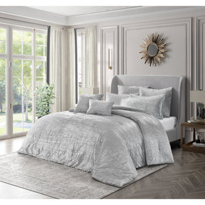 Grace Living - Tova Velvet 8pc Comforter Set With 2 Pillow Shams, 2 Euro Shams, 3 Decorative Pillows, 1 Comforter