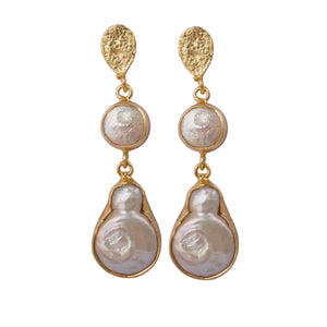 Gold Pearl Accent Drop Earrings