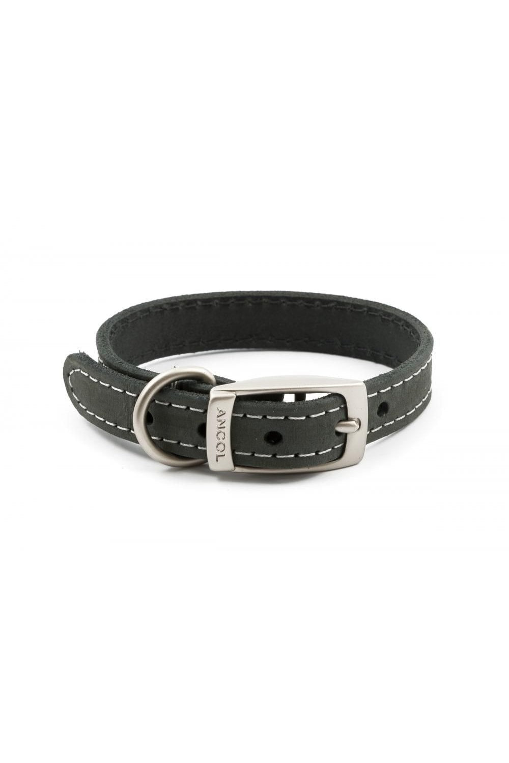 Ancol Timberwolf Leather Dog Collar (Gray) (7.8-10.2in)