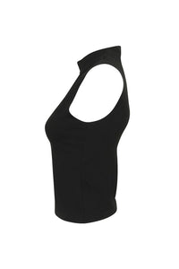 Skinni Fit Womens/Ladies High Neck Crop Vest Top (Black)