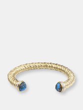 Load image into Gallery viewer, Summer Nights Turquoise &amp; Diamond Cuff In 14K Yellow Gold Plated Sterling Silver