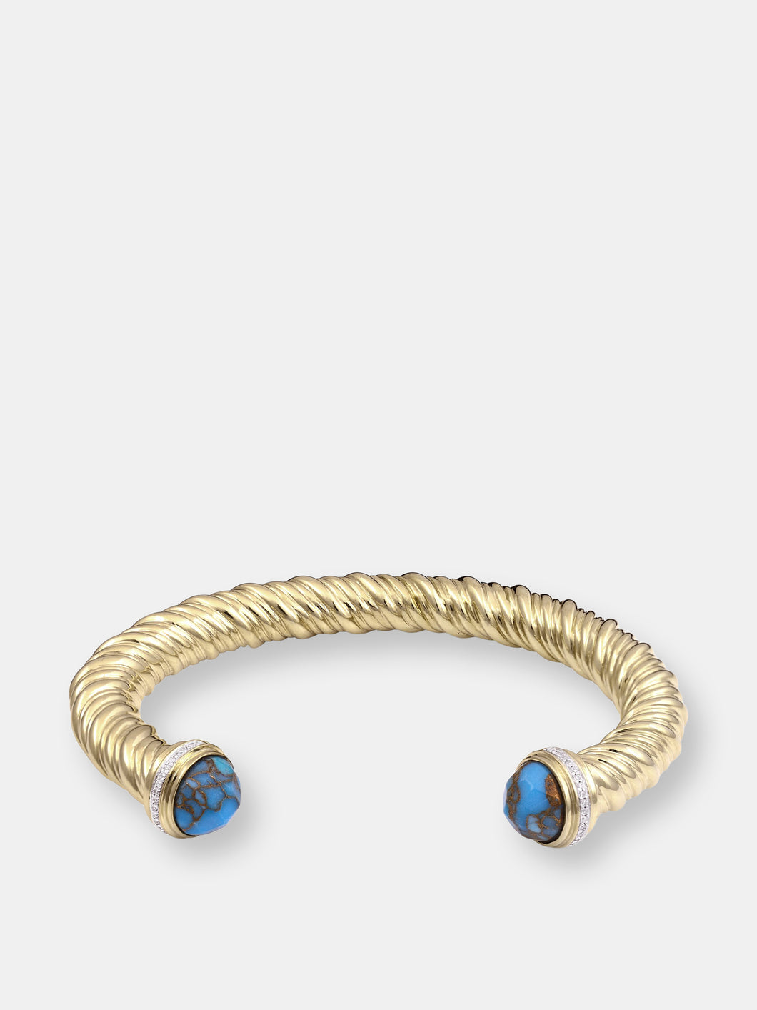 Summer Nights Turquoise & Diamond Cuff In 14K Yellow Gold Plated Sterling Silver