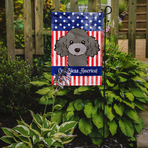 11" x 15" 1/2" Polyester American Flag And Silver Gray Poodle Garden Flag 2-Sided 2-Ply