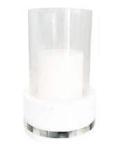 Load image into Gallery viewer, White Marble Grey Pearl Hurricane Candle Holder