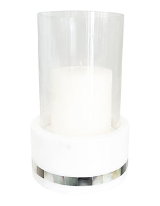 White Marble Grey Pearl Hurricane Candle Holder