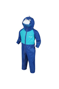 Regatta Great Outdoors Kids Charco Waterproof Rain Suit (Nautical Blue/Washed Azure)