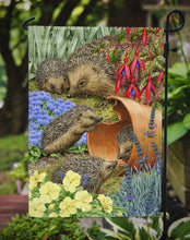 Load image into Gallery viewer, 11 x 15 1/2 in. Polyester Hedgehogs in the Flower Pot Garden Flag 2-Sided 2-Ply