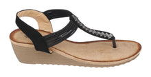 Load image into Gallery viewer, Tori Black Wedge Sandals