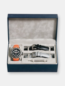 Nautica Watch N14508 BFC Diver Box Set Unidirectional Bezel, Luminous, Calendar, Orange