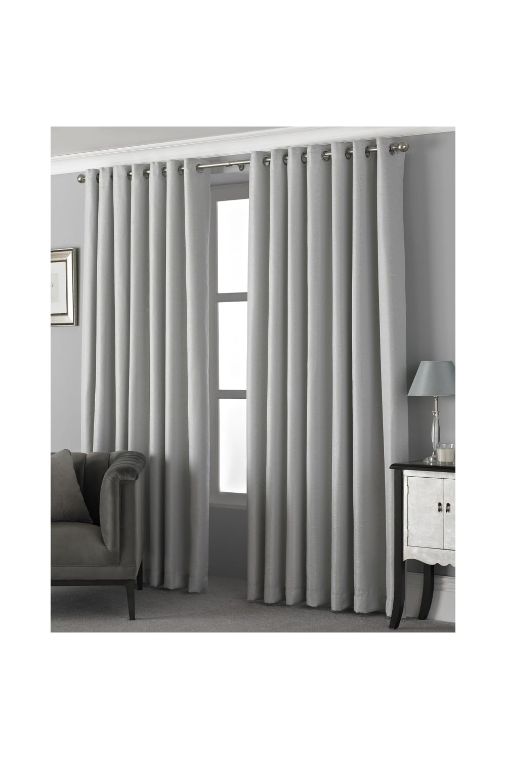 Riva Home Pendleton Ringtop Eyelet Curtains (Silver) (66 x 72in)