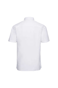Russell Collection Mens Short Sleeve Pure Cotton Easy Care Poplin Shirt (White)