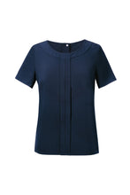 Load image into Gallery viewer, Brook Taverner Womens/Ladies Verona Crepe De Chine Short Sleeved Blouse (Navy)