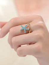 Load image into Gallery viewer, 14k Gold Plated And Blue Topaz Cubic Zirconia ModernRing