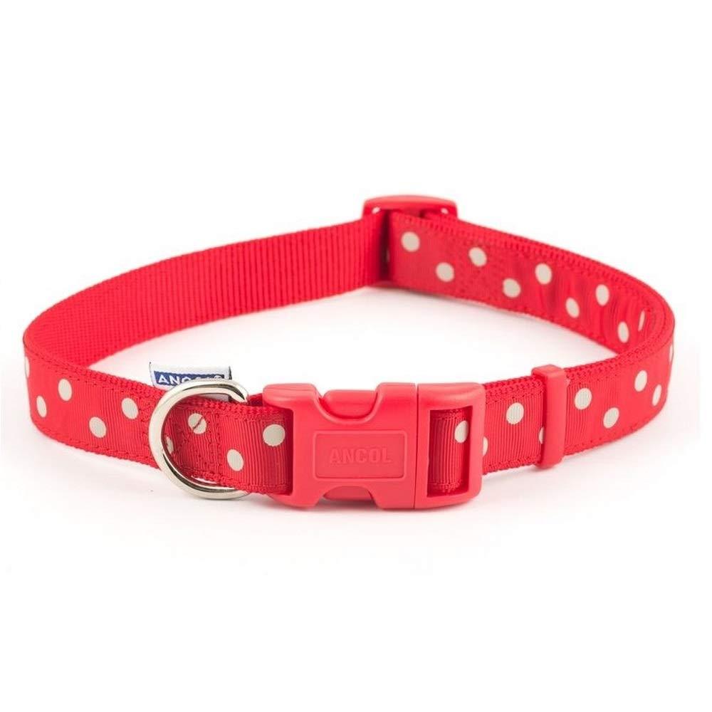 Ancol Pet Products Indulgence Adjustable Vintage Polka Dot Dog Collar (Red/White) (Size 1-2)