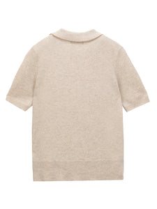 Polo Short Sleeve Sweater - Oatmeal