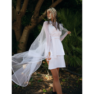 Avayah White Mini Dress with Veiled fabric