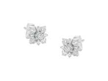 Load image into Gallery viewer, Sterling Silver Diamond Flower Stud Earrings