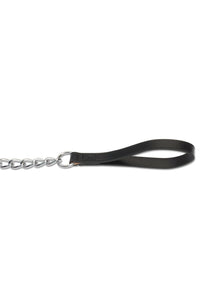 Ancol Heritage Extra Heavy Chain Dog Leash With Leather Handle (Black) (30in)