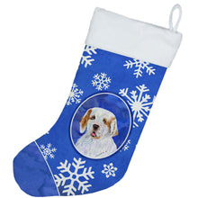 Load image into Gallery viewer, Clumber Spaniel Winter Snowflakes Holiday Christmas Stocking