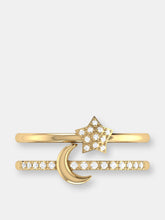 Load image into Gallery viewer, Starlit Crescent Double Band Diamond Ring in 14K Yellow Gold Vermeil on Sterling Silver