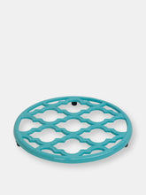 Load image into Gallery viewer, Lattice Collection Round Heavy Weight Multi-Purpose Cast Iron Trivet with Non-Skid Rubber Feet, Turquoise