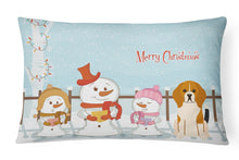 Load image into Gallery viewer, 12 in x 16 in  Outdoor Throw Pillow Merry Christmas Carolers Beagle Tricolor Canvas Fabric Decorative Pillow