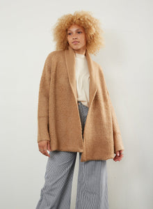 Shearling Shawl Cardigan - Camel