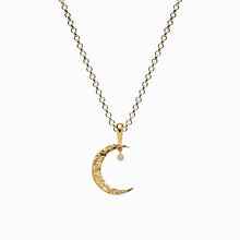 Load image into Gallery viewer, 14k Yellow Gold Vermeil Diamond Moon Necklace